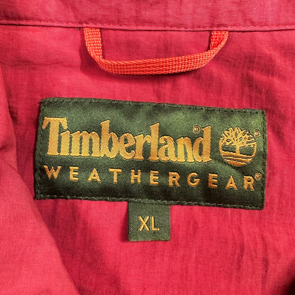 Timberland Windbreaker Jacket Mens XL Red Cream Weathergear Colorblock Zip - Picture 9 of 12